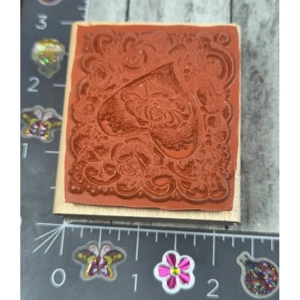 Stampin' Up! Rose Heart Detailed 2003 Flower Floral Rubber Stamp Wood #F101